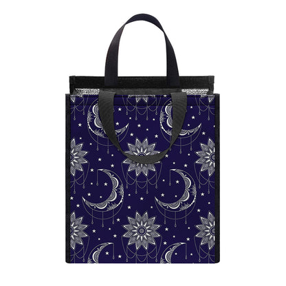 Boho Sun And Moon Pattern Print Insulated Lunch Tote
