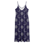 Boho Sun And Moon Pattern Print Jersey Midi Cami Dress