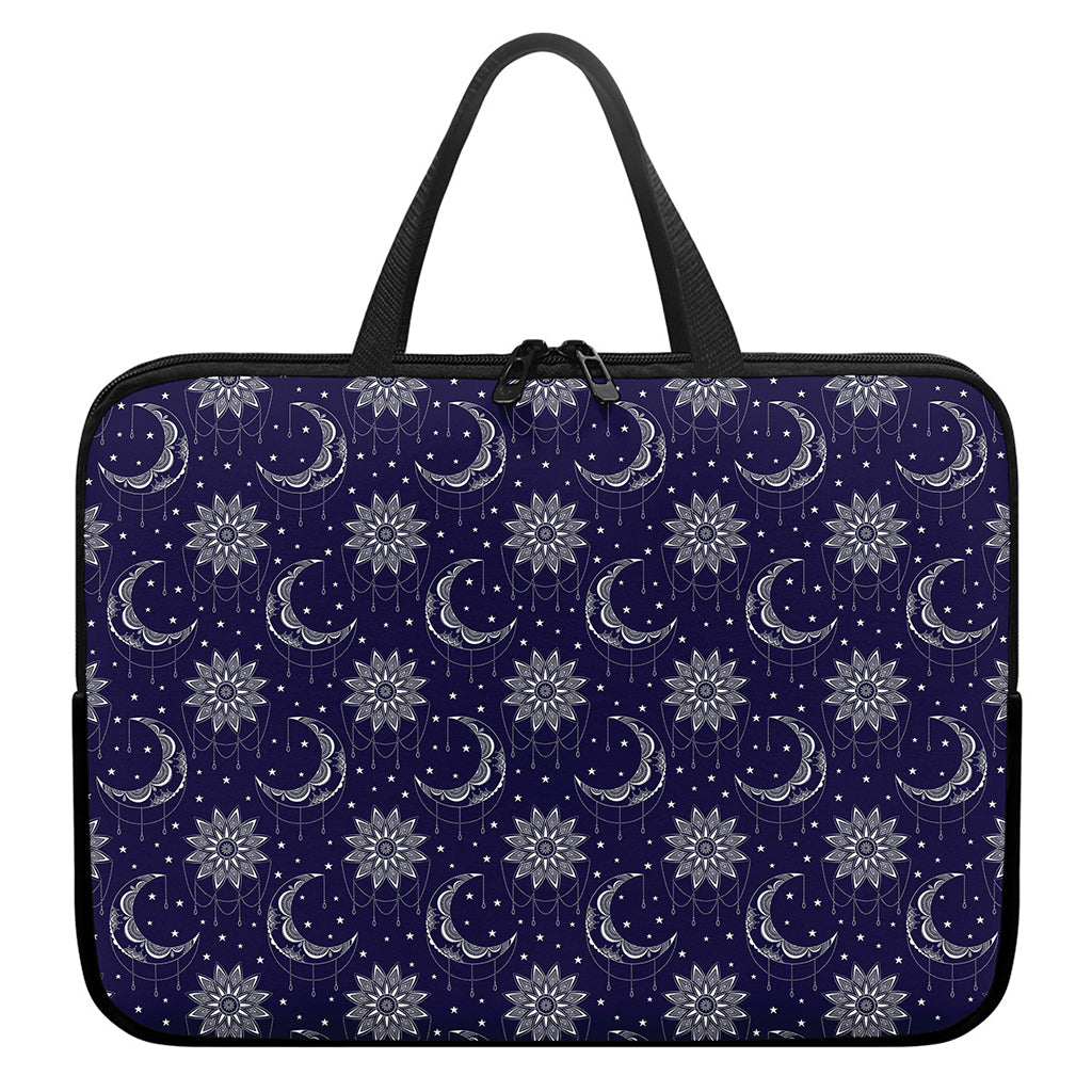 Boho Sun And Moon Pattern Print Laptop Sleeve With Handle