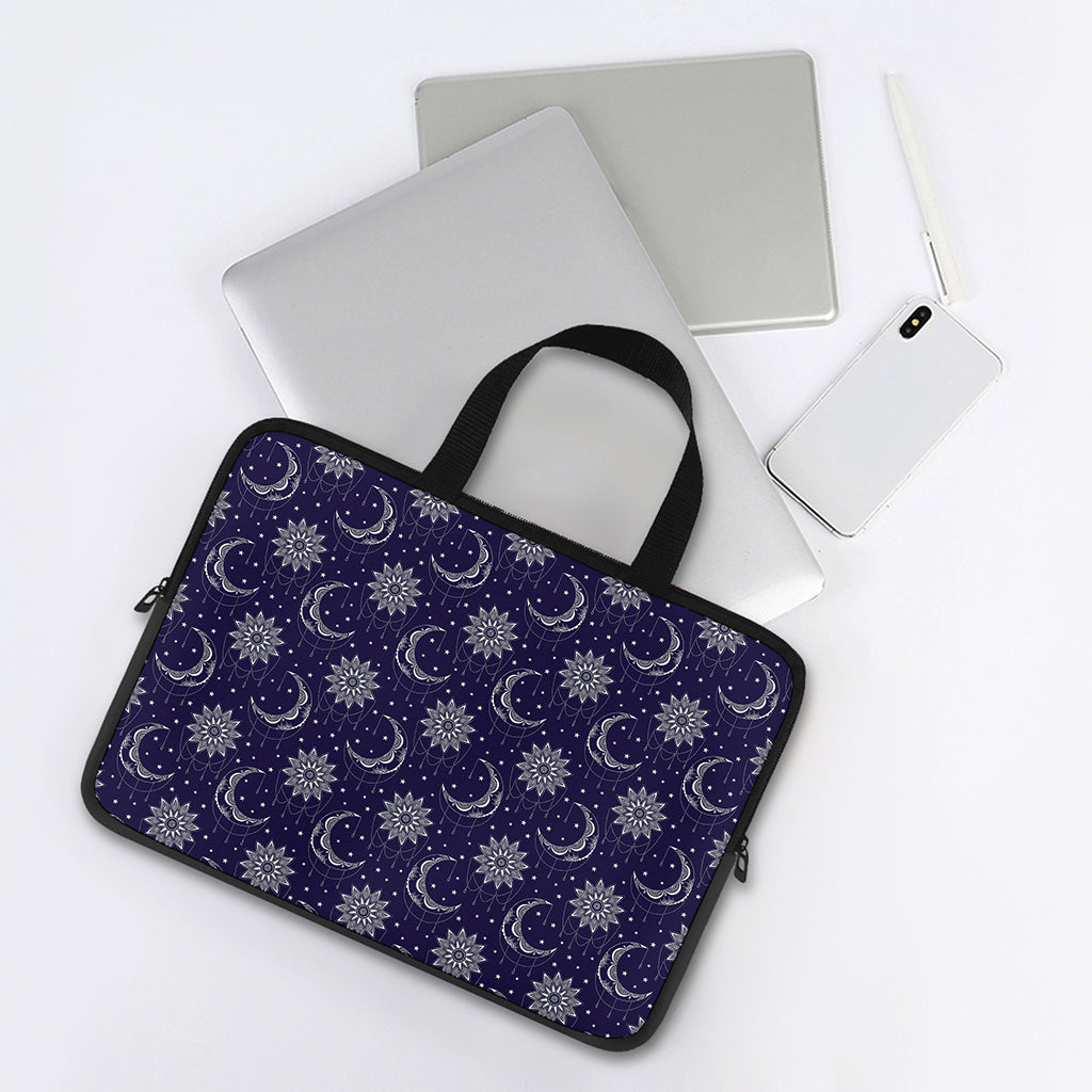 Boho Sun And Moon Pattern Print Laptop Sleeve With Handle