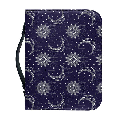 Boho Sun And Moon Pattern Print Leather Bible Cover