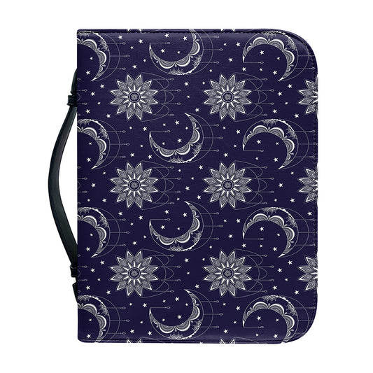 Boho Sun And Moon Pattern Print Leather Bible Cover