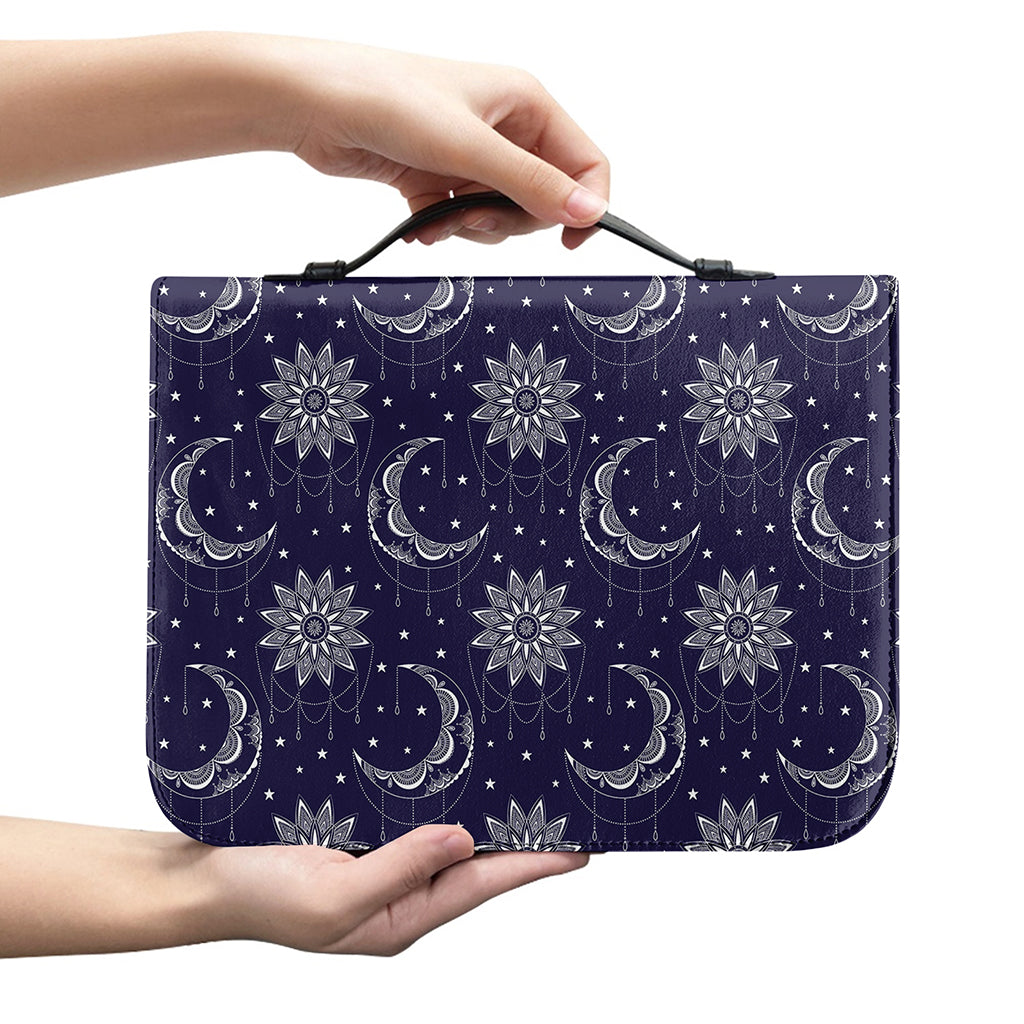 Boho Sun And Moon Pattern Print Leather Bible Cover