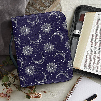Boho Sun And Moon Pattern Print Leather Bible Cover