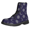 Boho Sun And Moon Pattern Print Lace-Up Boots
