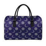 Boho Sun And Moon Pattern Print Leather Duffle Bag