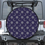 Boho Sun And Moon Pattern Print Leather Spare Tire Cover