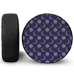 Boho Sun And Moon Pattern Print Leather Spare Tire Cover