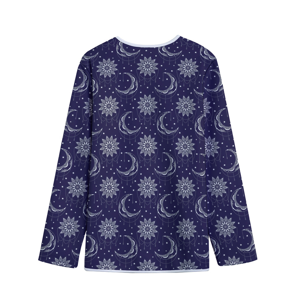 Boho Sun And Moon Pattern Print Long Sleeve Short Coat