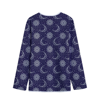 Boho Sun And Moon Pattern Print Long Sleeve Short Coat