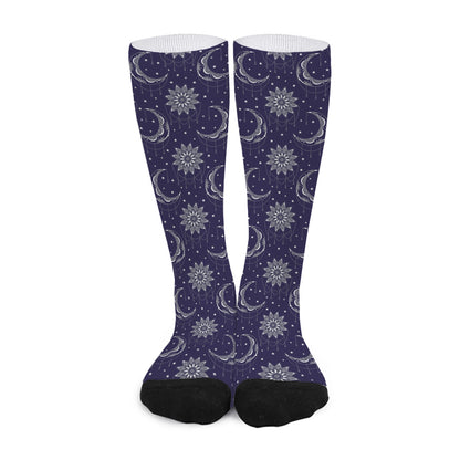 Boho Sun And Moon Pattern Print Long Socks