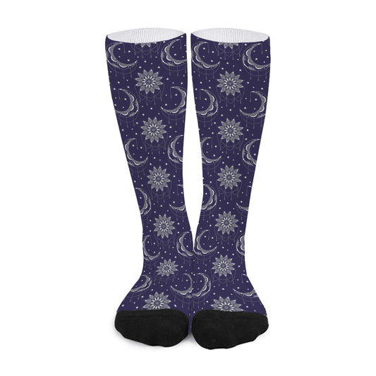 Boho Sun And Moon Pattern Print Long Socks
