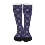 Boho Sun And Moon Pattern Print Long Socks