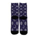 Boho Sun And Moon Pattern Print Long Socks