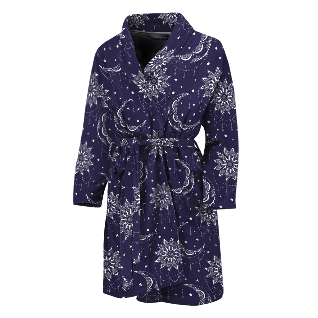 Boho Sun And Moon Pattern Print Men's Bathrobe