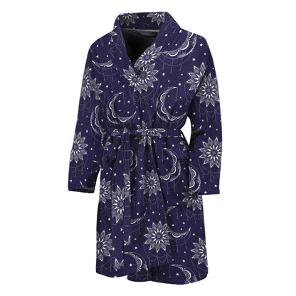 Boho Sun And Moon Pattern Print Men's Bathrobe