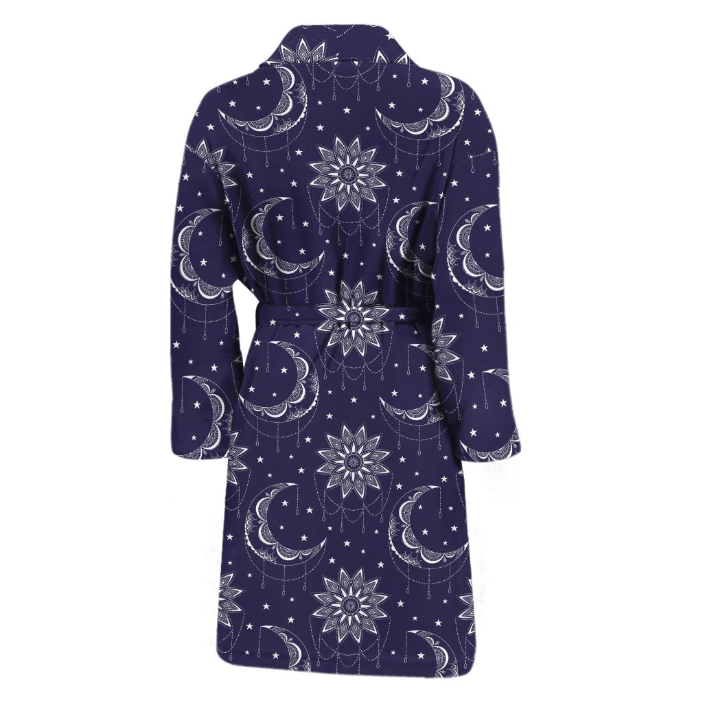 Boho Sun And Moon Pattern Print Men's Bathrobe