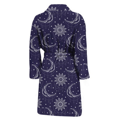 Boho Sun And Moon Pattern Print Men's Bathrobe
