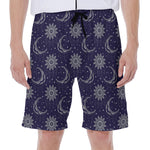 Boho Sun And Moon Pattern Print Men's Beach Shorts