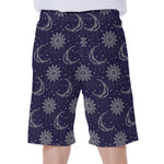 Boho Sun And Moon Pattern Print Men's Beach Shorts