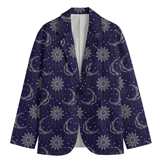 Boho Sun And Moon Pattern Print Men's Blazer