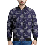 Boho Sun And Moon Pattern Print Men's Bomber Jacket