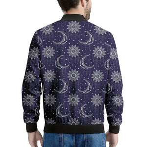 Boho Sun And Moon Pattern Print Men's Bomber Jacket