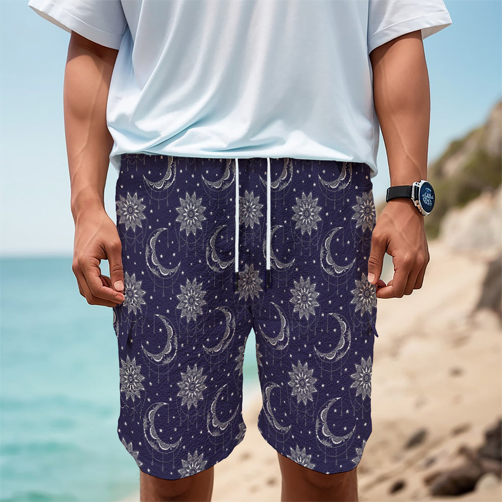 Boho Sun And Moon Pattern Print Men's Cargo Shorts