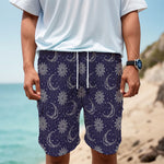 Boho Sun And Moon Pattern Print Men's Cargo Shorts