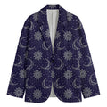Boho Sun And Moon Pattern Print Men's Cotton Blazer
