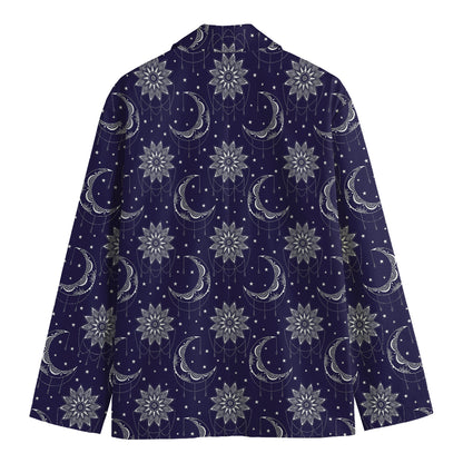 Boho Sun And Moon Pattern Print Men's Cotton Blazer