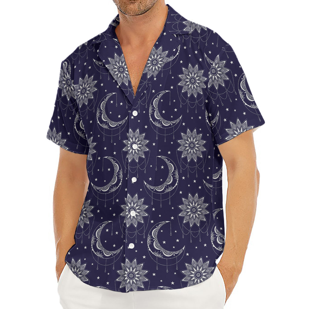 Boho Sun And Moon Pattern Print Men's Deep V-Neck Shirt