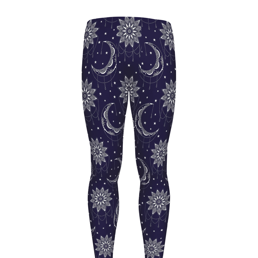 Boho Sun And Moon Pattern Print Men's leggings