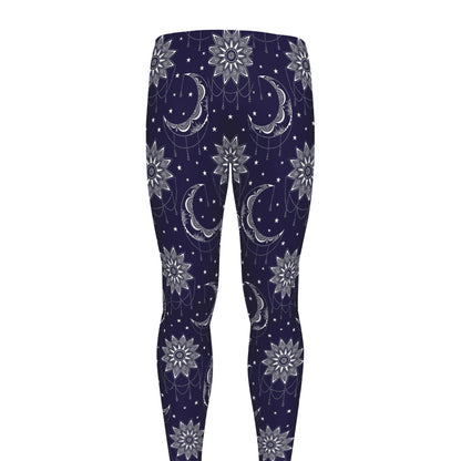 Boho Sun And Moon Pattern Print Men's leggings