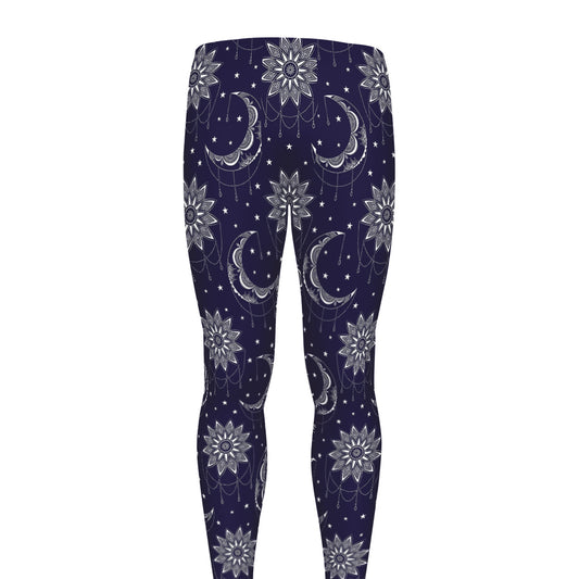 Boho Sun And Moon Pattern Print Men's leggings