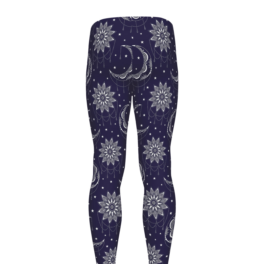 Boho Sun And Moon Pattern Print Men's leggings