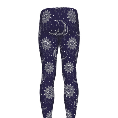 Boho Sun And Moon Pattern Print Men's leggings