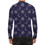 Boho Sun And Moon Pattern Print Men's Long Sleeve Rash Guard