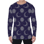 Boho Sun And Moon Pattern Print Men's Long Sleeve T-Shirt