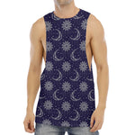 Boho Sun And Moon Pattern Print Men's Muscle Tank Top