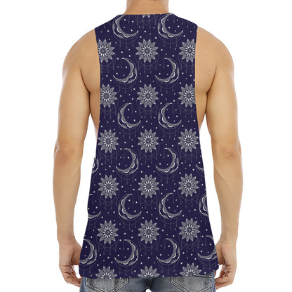 Boho Sun And Moon Pattern Print Men's Muscle Tank Top
