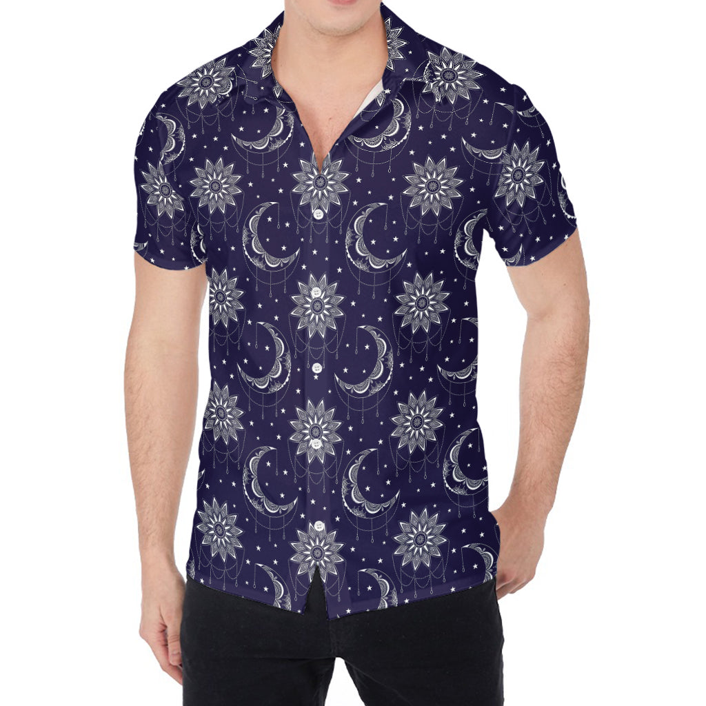 Boho Sun And Moon Pattern Print Men's Shirt