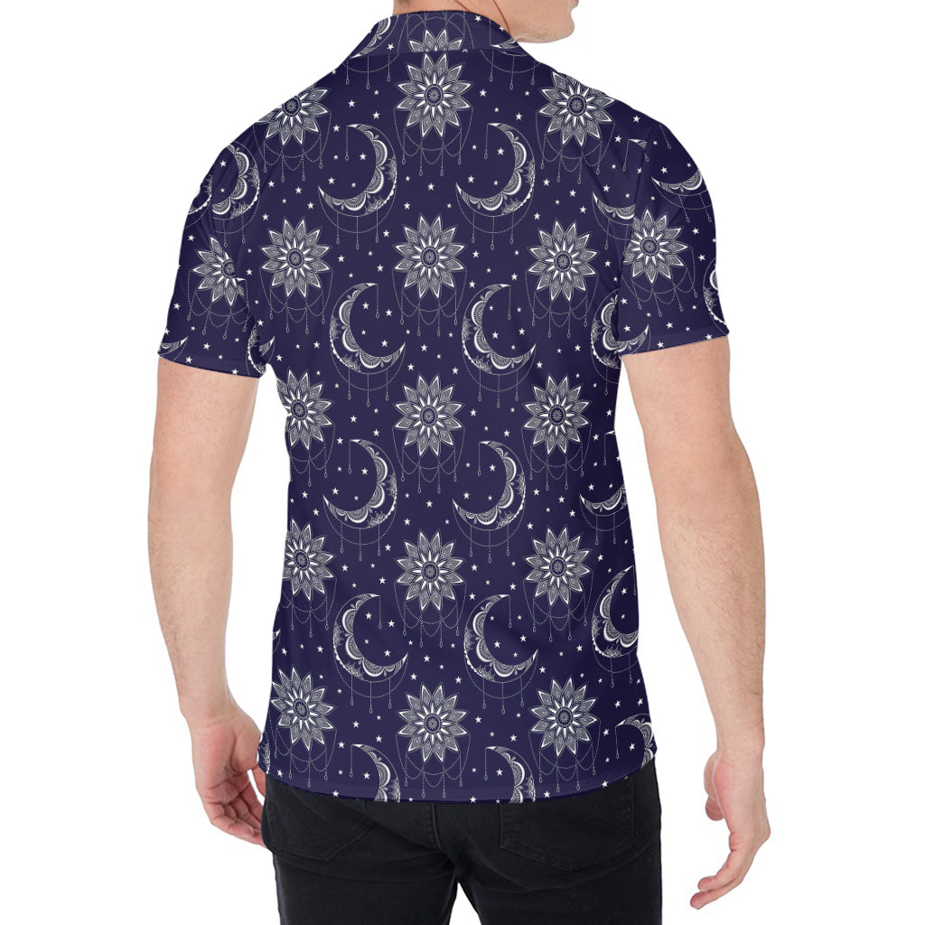 Boho Sun And Moon Pattern Print Men's Shirt