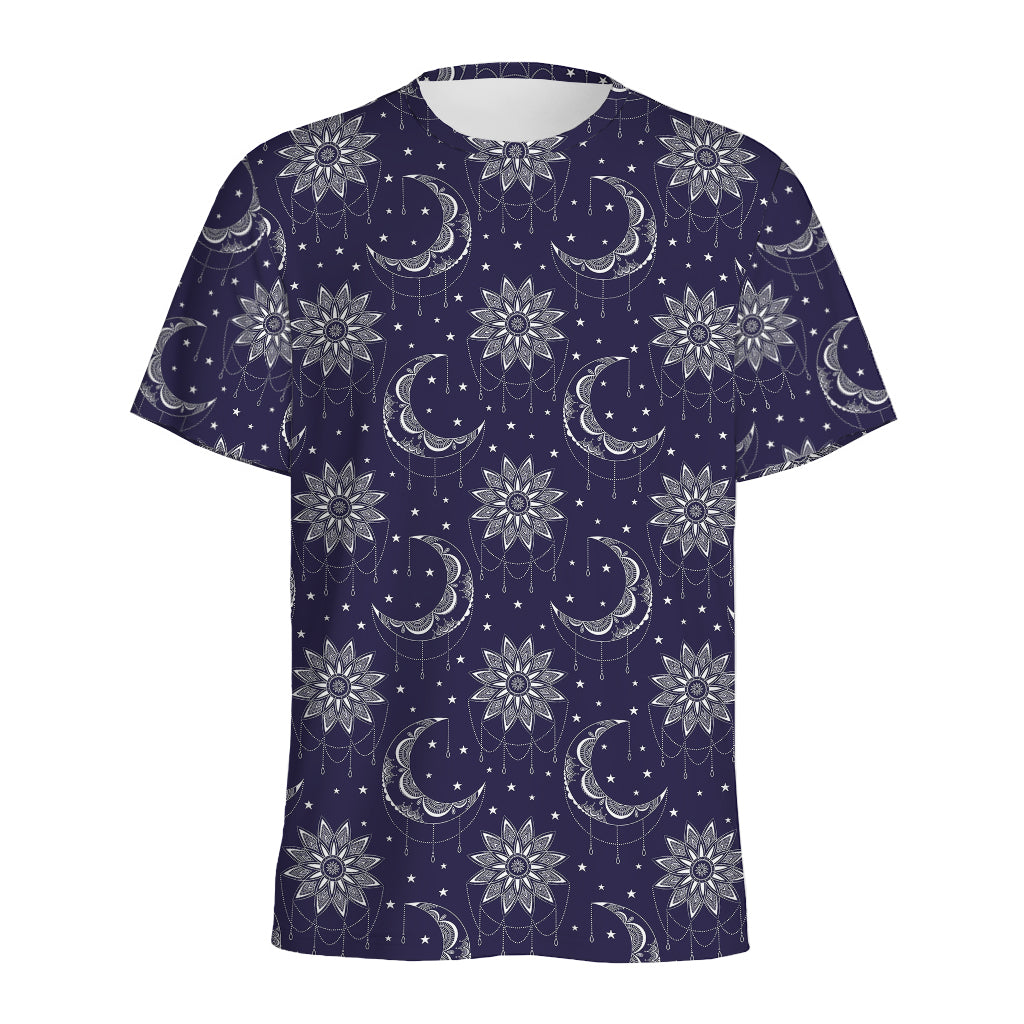 Boho Sun And Moon Pattern Print Men's Sports T-Shirt