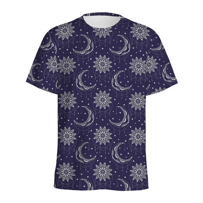 Boho Sun And Moon Pattern Print Men's Sports T-Shirt