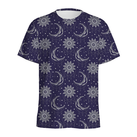 Boho Sun And Moon Pattern Print Men's Sports T-Shirt