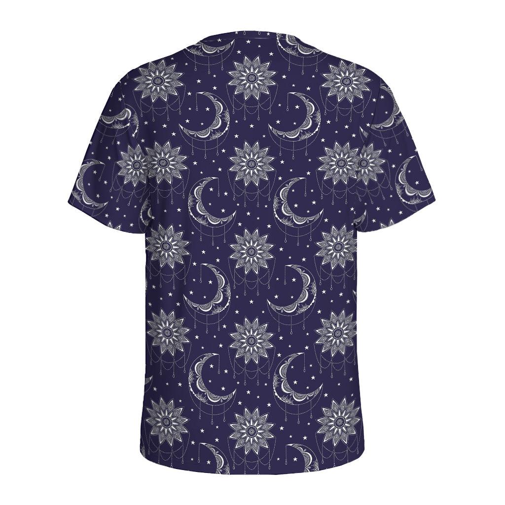 Boho Sun And Moon Pattern Print Men's Sports T-Shirt