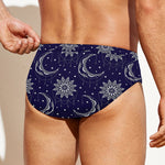 Boho Sun And Moon Pattern Print Men's Swim Briefs