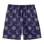 Boho Sun And Moon Pattern Print Men's Swim Trunks