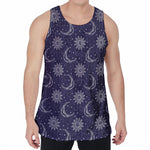 Boho Sun And Moon Pattern Print Men's Velvet Tank Top